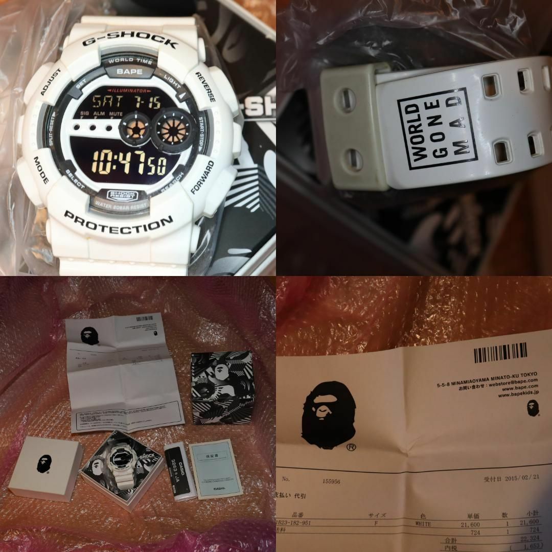 激安大特価!】 BAPE 15SSエイプジーショックホワイト GD-100 G-SHOCK