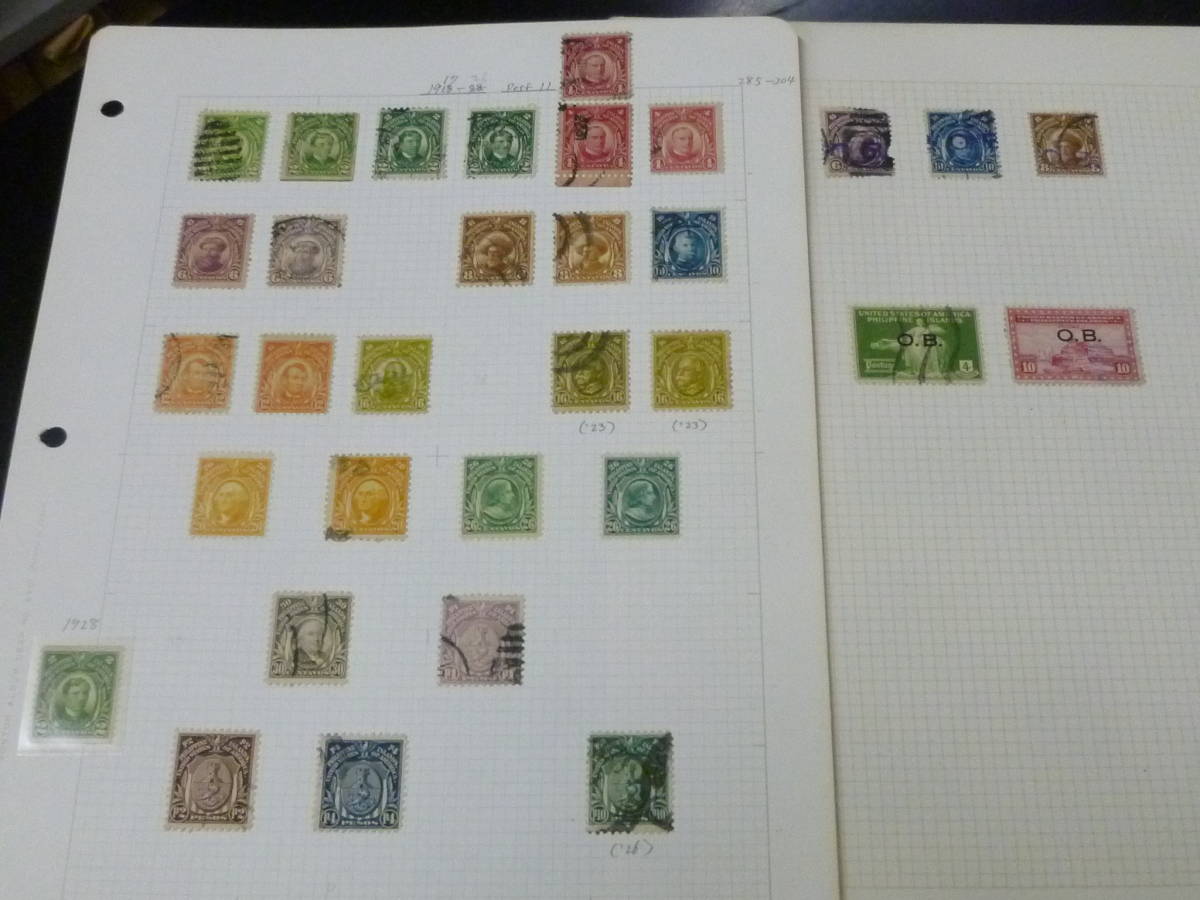 23L(7.3)　S　フィリピン切手　1880-1967年　各種　米国領充実　計16リーフ　未使用OH・使用済 　_画像4