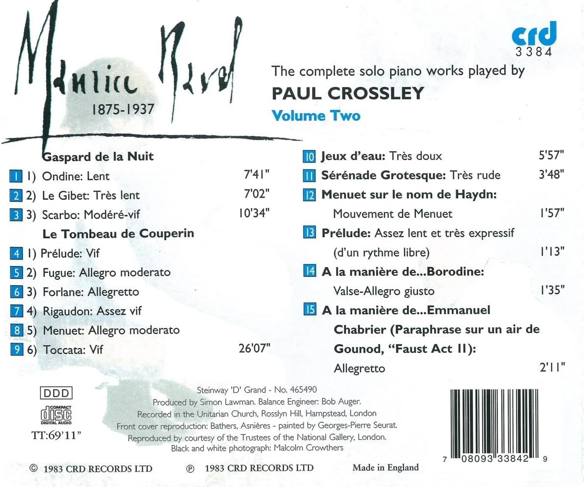 Ravel: Gaspard De La Nuit Paul Crossley (アーティスト, 演奏), Maurice Ravel (作曲) 輸入盤CD_画像2