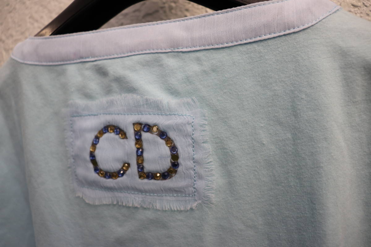 05SS 即決☆ Christian Dior クリスチャンディオール Archive ラインストーン装飾 シフォンレイアードTシャツ レディース44(フランス)の画像7