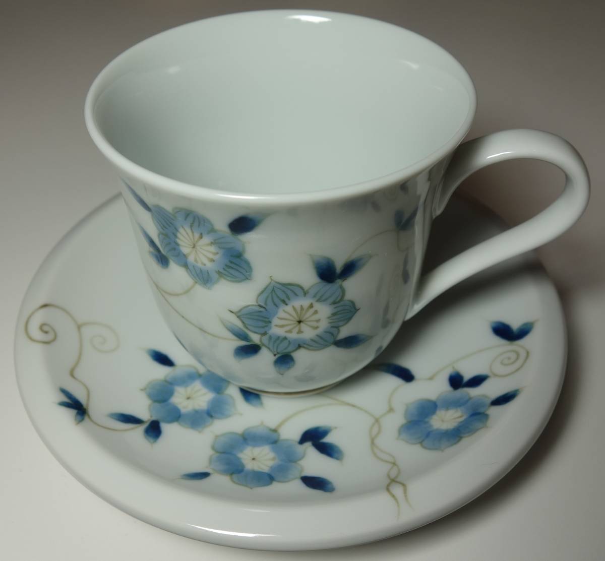  Heisei era period romance hand .. flower map coffee cup & saucer rare hand 