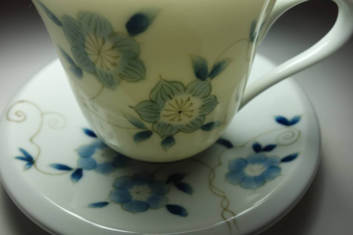  Heisei era period romance hand .. flower map coffee cup & saucer rare hand 