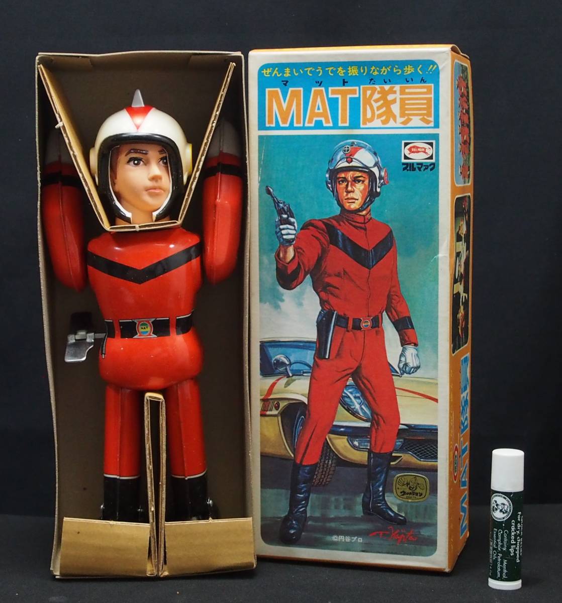 AZ-356 極上品 当時物 ブルマァク MAT隊員 ぜんまい ブリキ 人形 箱付