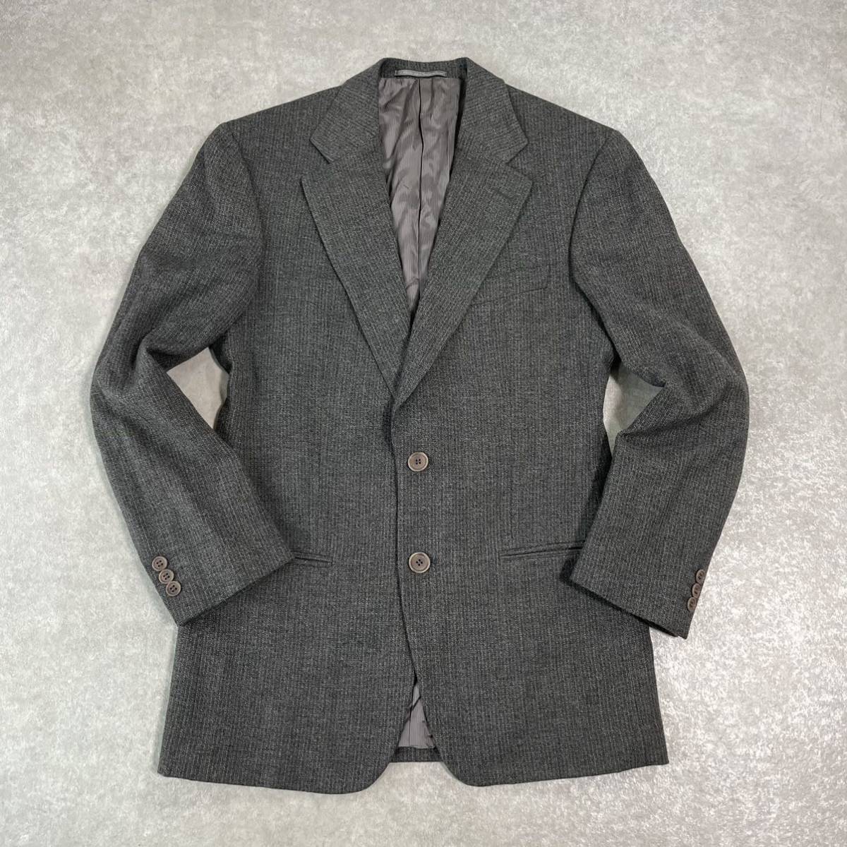 美品 Ermeneoido Zegna エルメネジルドゼニア ウール セットアップスーツ ジャケット ブレザー パンツ グレー ストライプ Mサイズ相当_画像2