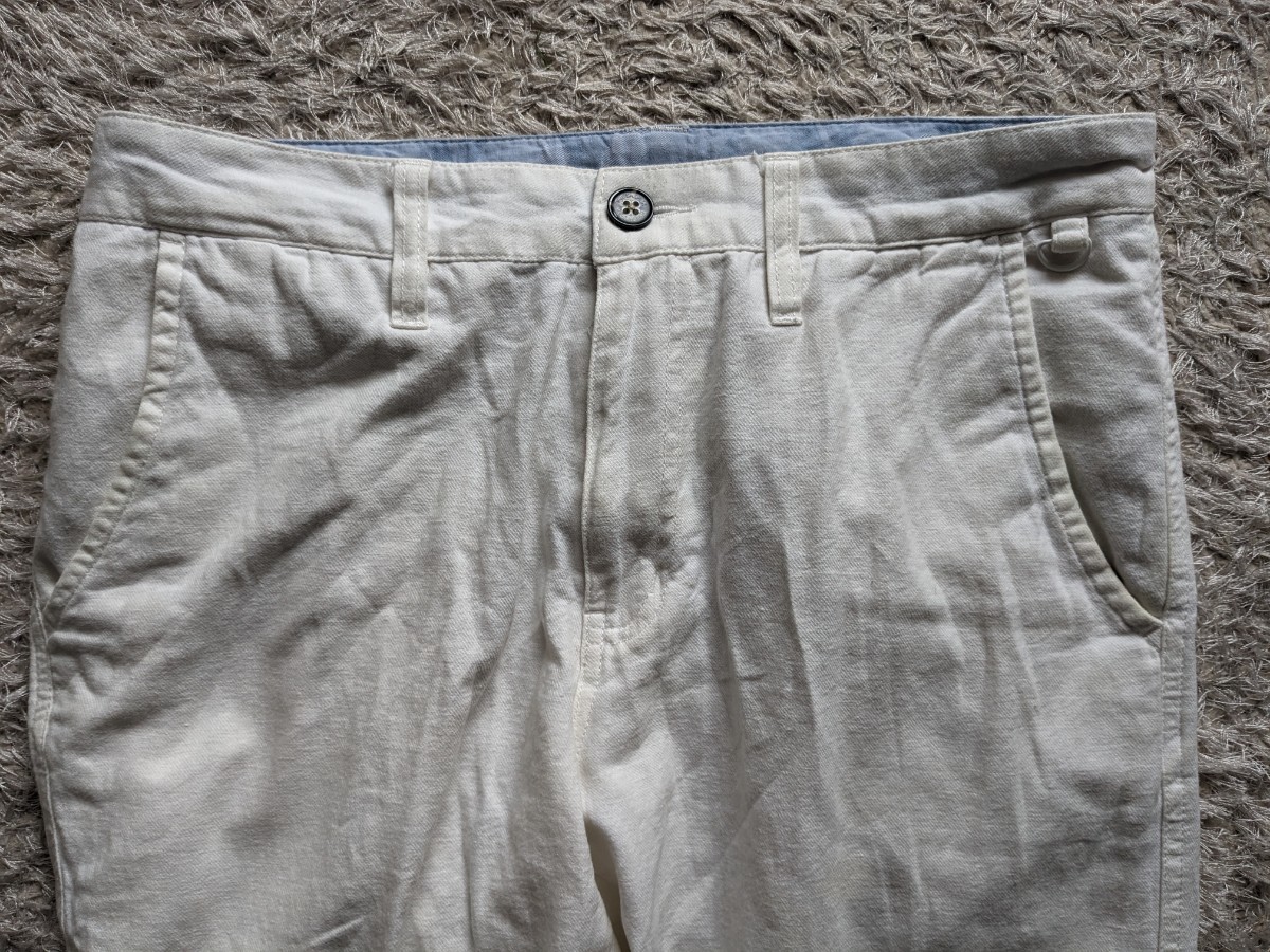  world THE SHOP TK Takeo Kikuchi summer cloth 7 minute height pants white white cotton & flax . very ... size S waist 76cm about secondhand goods ** photograph still 