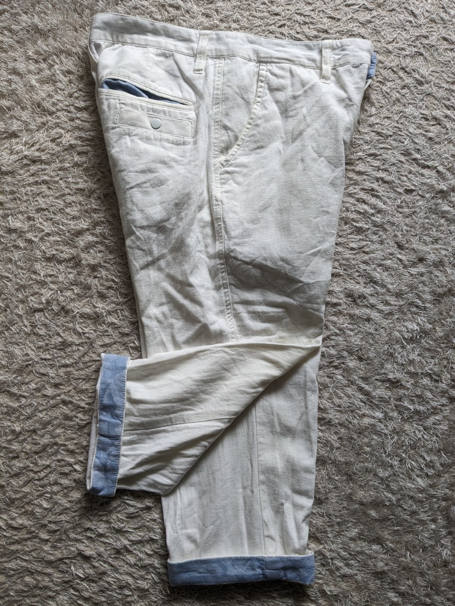  world THE SHOP TK Takeo Kikuchi summer cloth 7 minute height pants white white cotton & flax . very ... size S waist 76cm about secondhand goods ** photograph still 