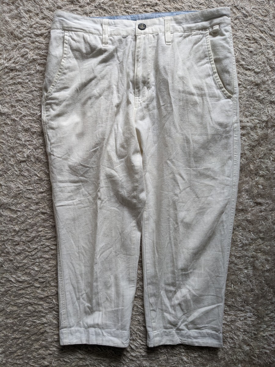  world THE SHOP TK Takeo Kikuchi summer cloth 7 minute height pants white white cotton & flax . very ... size S waist 76cm about secondhand goods ** photograph still 