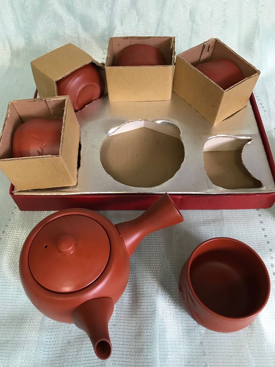 SEYEI CHINA 急須&湯呑み5客 セット 昭和レトロ 茶色 レンガ色 SEYEI CHINA 急須&湯呑み5客 セット 昭和レトロ 茶色 レンガ色