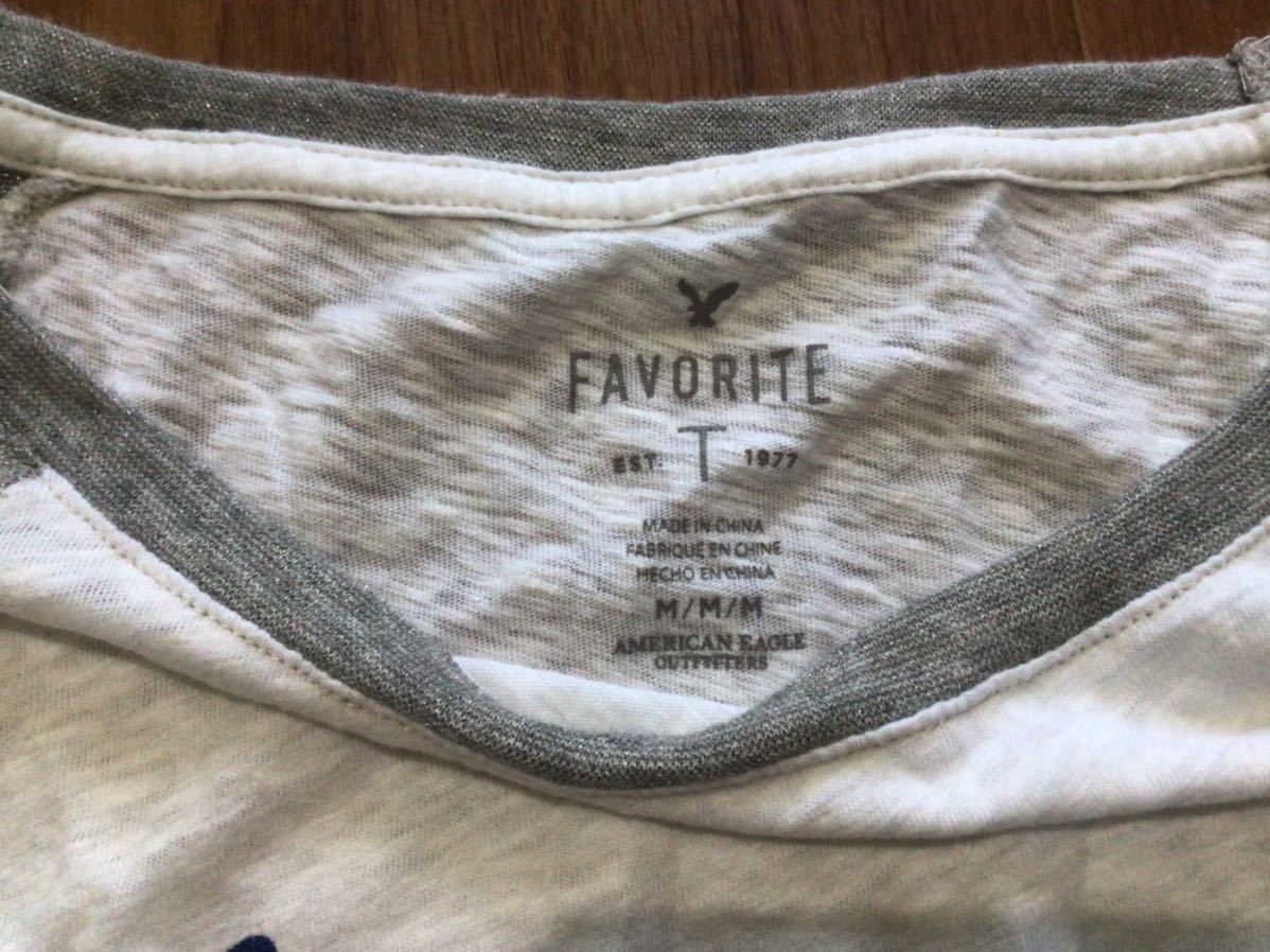 American Eagle ラグラン丈 ベースボールTシャツ Mサイズ★アメリカンイーグル ロンT グレーの画像3