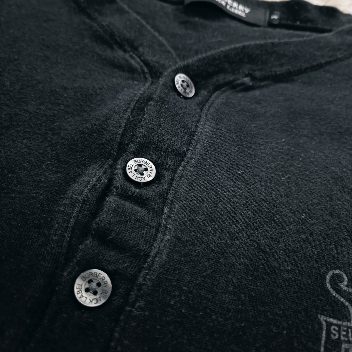 バーバリー ブラックレーベル ボタン 半袖 Tシャツ メンズ 黒 BURBERRY BLACK LABEL_画像9