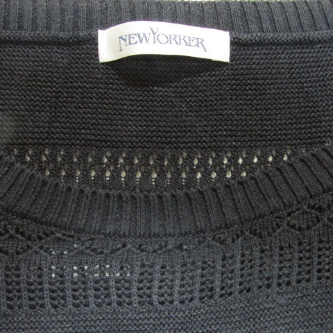 ニューヨーカー　透かし柄　麻入り　半袖サマーセーター　Lサイズ