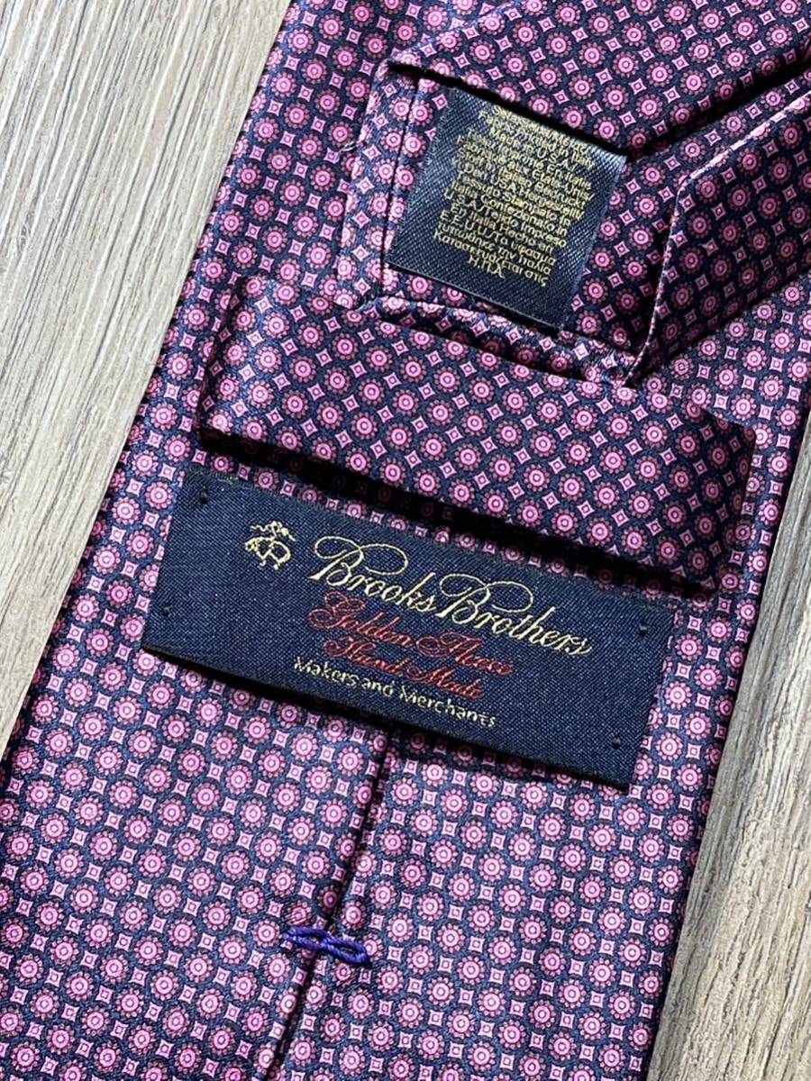 ほぼ未使用 ″Brooks Brothers Golden Fleece″ ブルックスブラザーズゴールデンフリース 小紋 セッテピエゲ ブランドネクタイ 307060_画像4