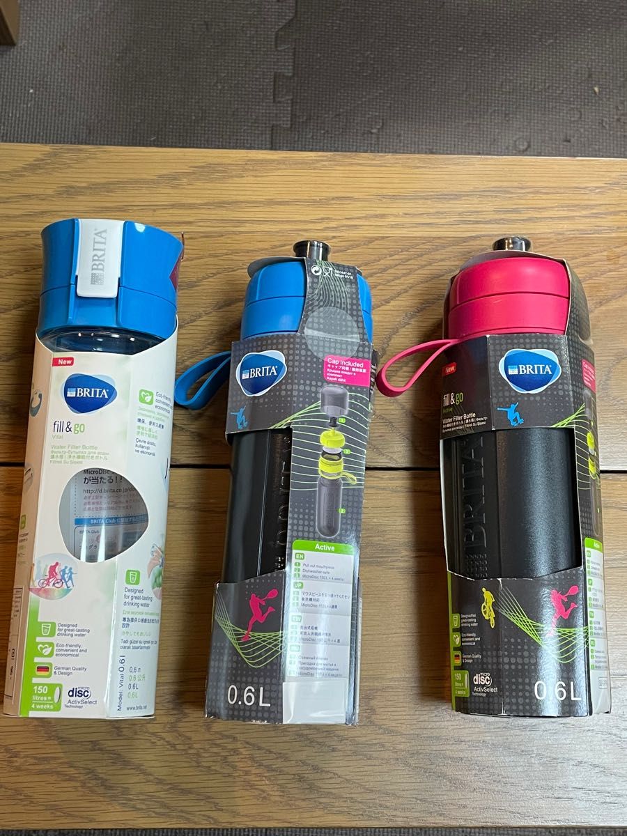 ブリタ 水筒 600ml 携帯用 浄水器 ボトル フィル&ゴー ブルー fill＆go active ３本セット　未使用品