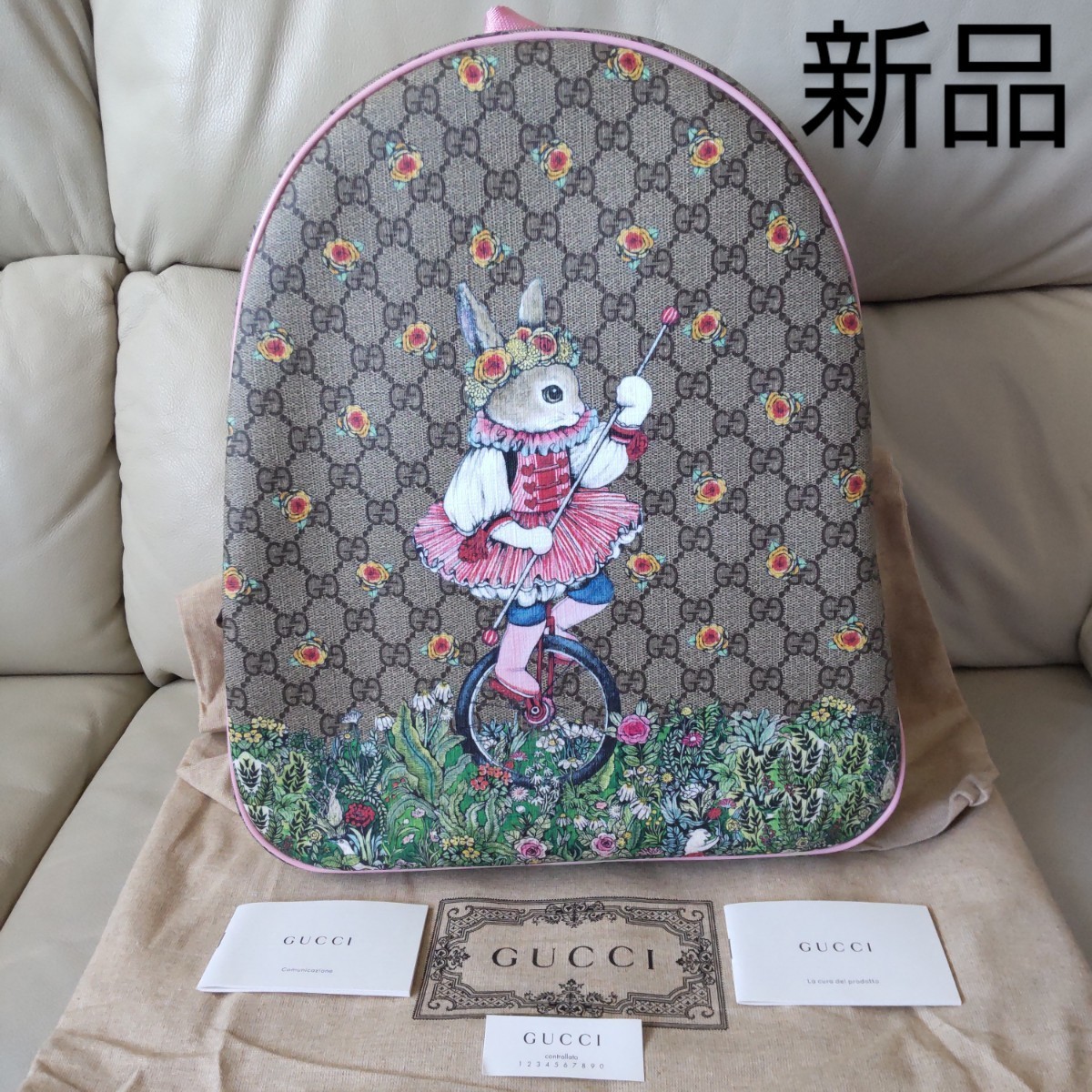 新品 GUCCI グッチ チルドレンズ ヒグチユウコ コラボ バックパック リュック リュックサック バッグ うさぎ 43357822EBN GGスプリーム_画像1