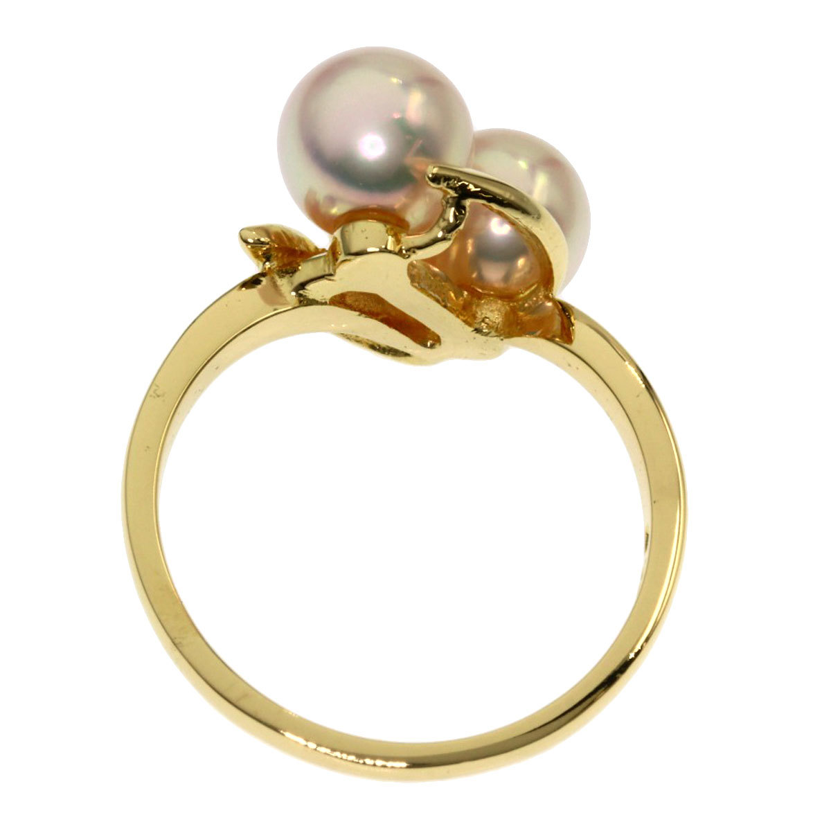 MIKIMOTO Mikimoto жемчуг жемчуг кольцо * кольцо K18 желтое золото женский б/у 