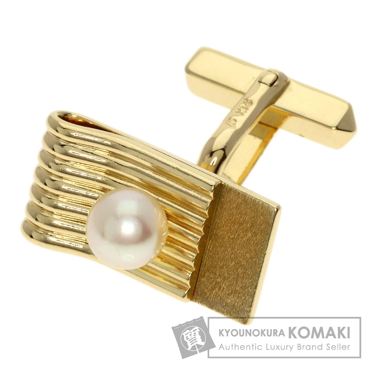 MIKIMOTO ミキモト パール 真珠 片方のみ カフス K14イエローゴールド メンズ 中古