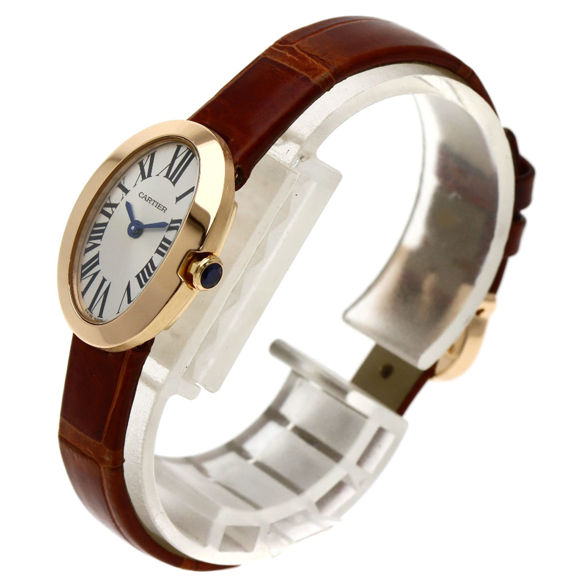 CARTIER Cartier W8000017 Mini Baignoire наручные часы K18 розовое золото кожа женский б/у 