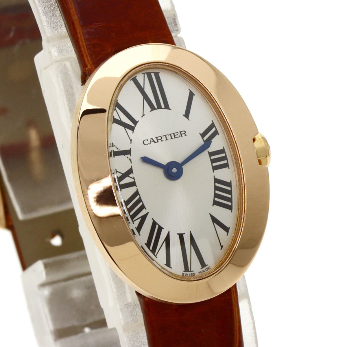 CARTIER Cartier W8000017 Mini Baignoire наручные часы K18 розовое золото кожа женский б/у 