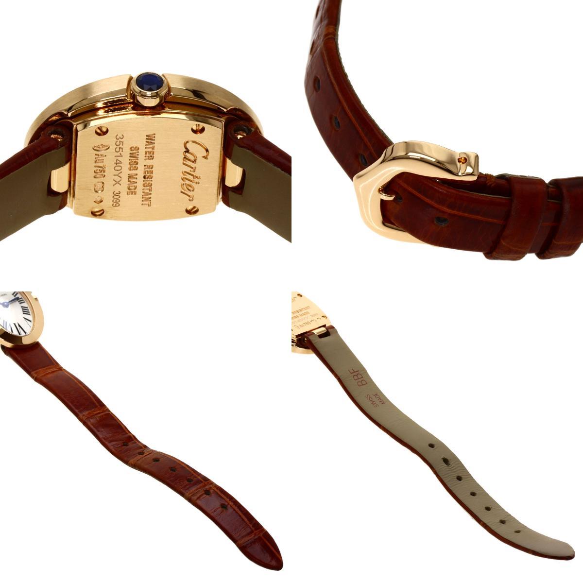 CARTIER Cartier W8000017 Mini Baignoire наручные часы K18 розовое золото кожа женский б/у 