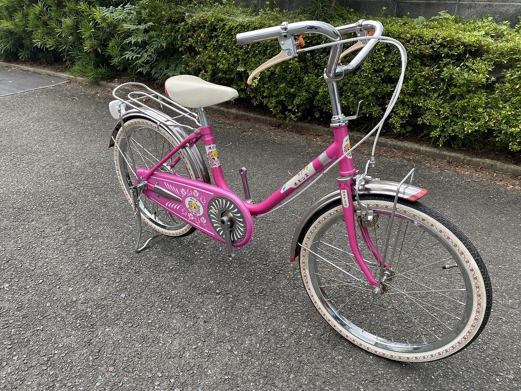 昭和レトロ　芦田自転車　ポピンズ　子供車　２０型シングル　花柄タイヤ　デッドストック　かご欠品