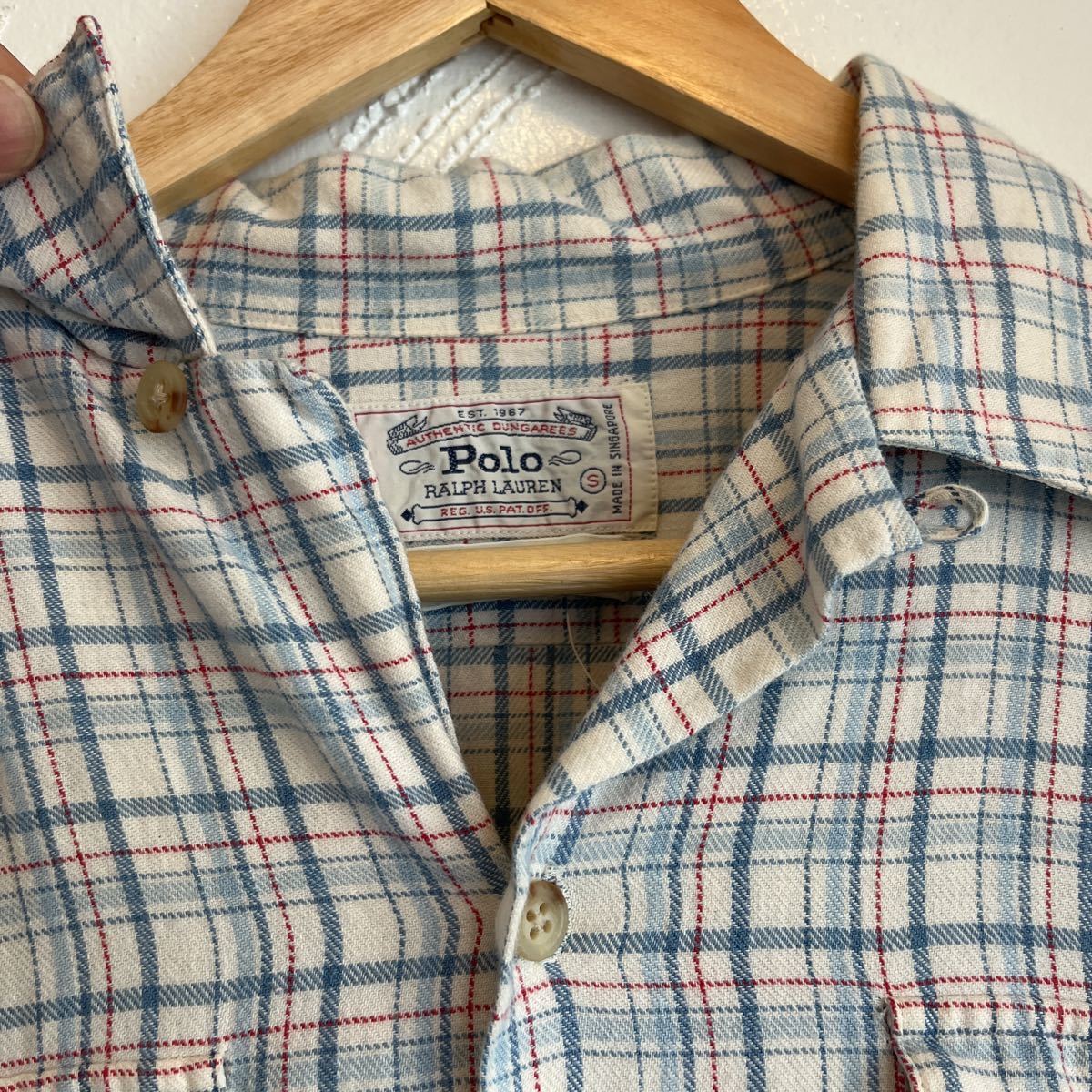 80s ralphlauren 開襟シャツ S/ネルシャツ オープンカラー ラルフ