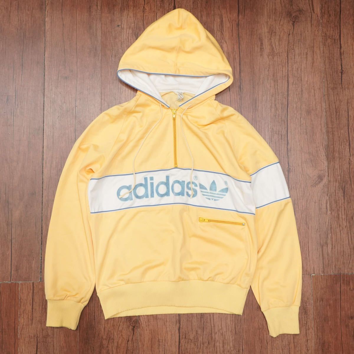 割引クーポン 80s adidas ハーフジップ プルオーバー パーカー