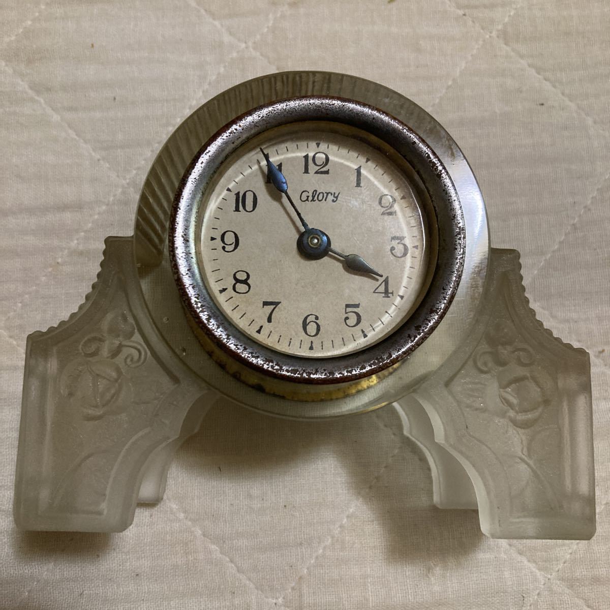 大正.昭和初期.レトロ .ウラン硝子.置時計 .古時計.メーカーは 大正.昭和初期.レトロ .ウラン硝子.置時計 .古時計.メーカーは