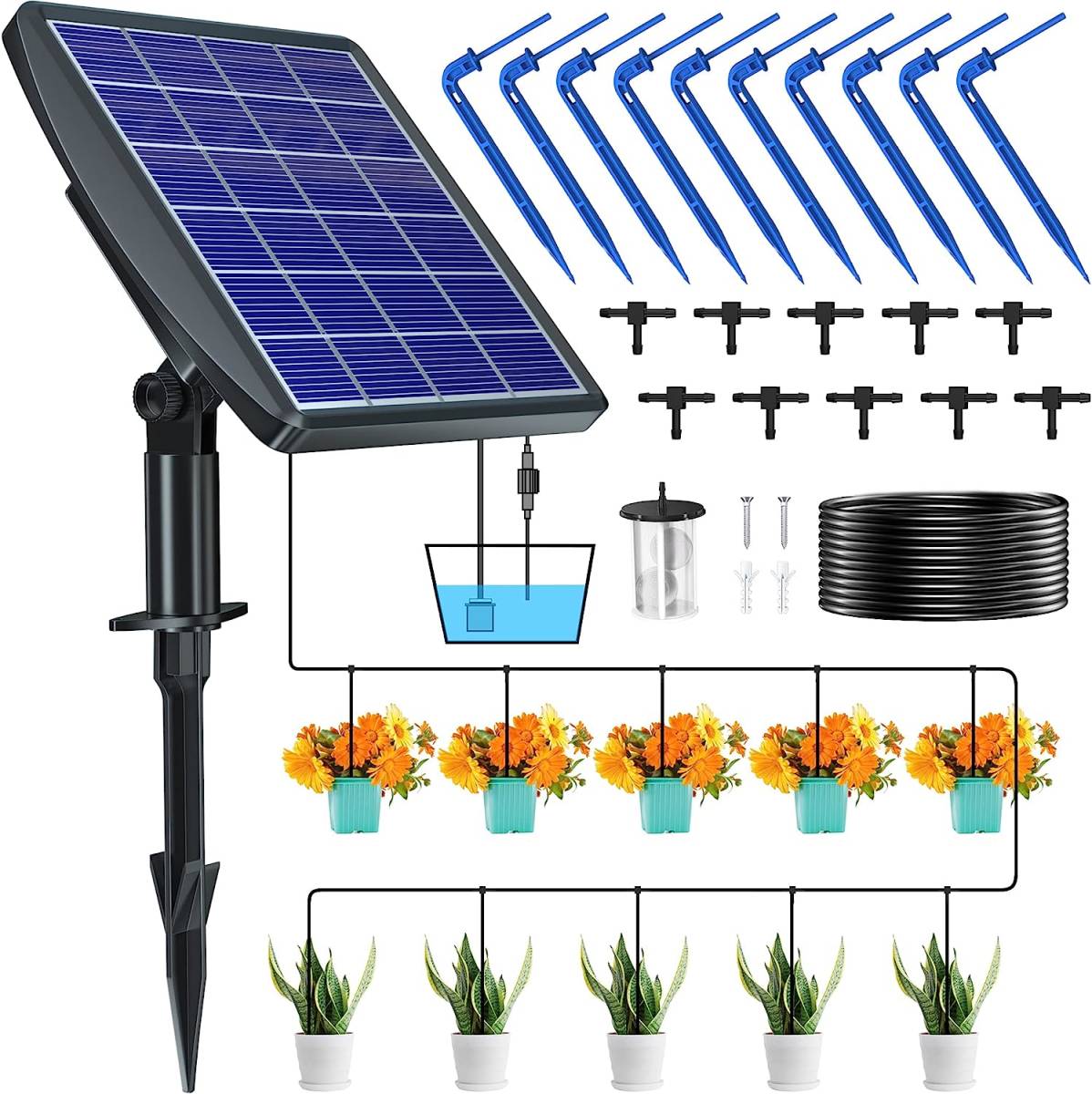 NFESOLAR 自動水やり 植物 自動 給水器 自動散水タイマー 10鉢対応可能