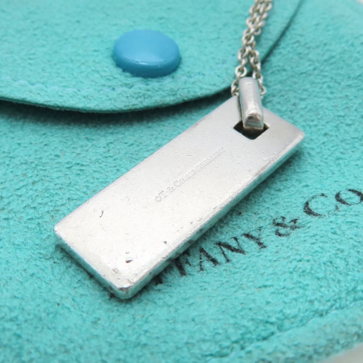 【送料無料】 極希少 Tiffany&Co. ティファニー ダイヤモンド ポイント シルバー ネックレス SV925 プレート スタッズ SH6_画像2