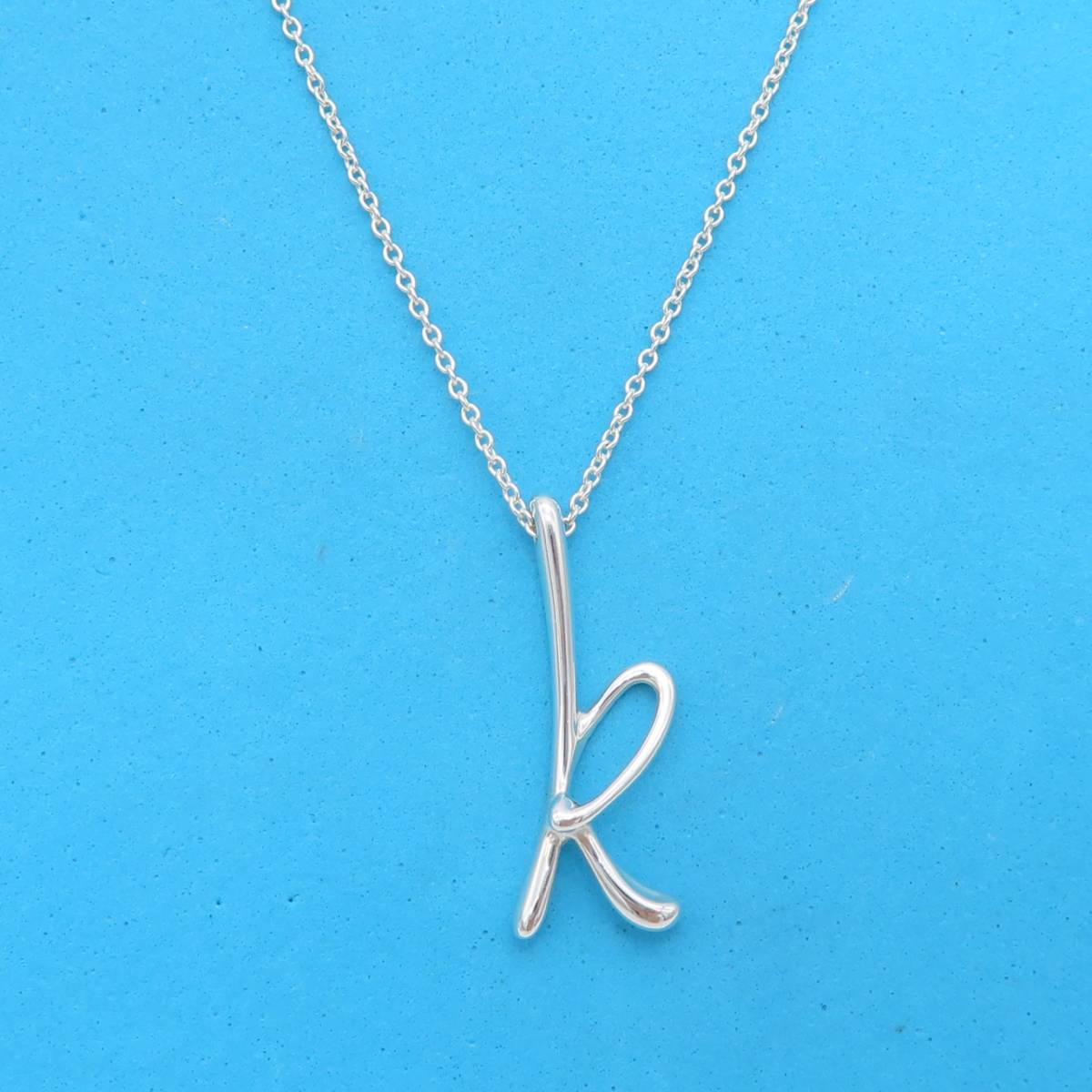 [ free shipping ] ultimate rare beautiful goods Tiffany&Co. Tiffany initial K letter silver necklace SV925 alphabet SH52