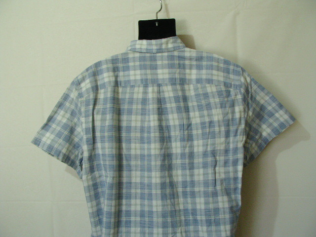 ssy6757 GAP ギャップ 半袖 コットンシャツ ブルーグレー×ホワイト ■ チェック柄 ■ ボタンダウン Lサイズの画像5