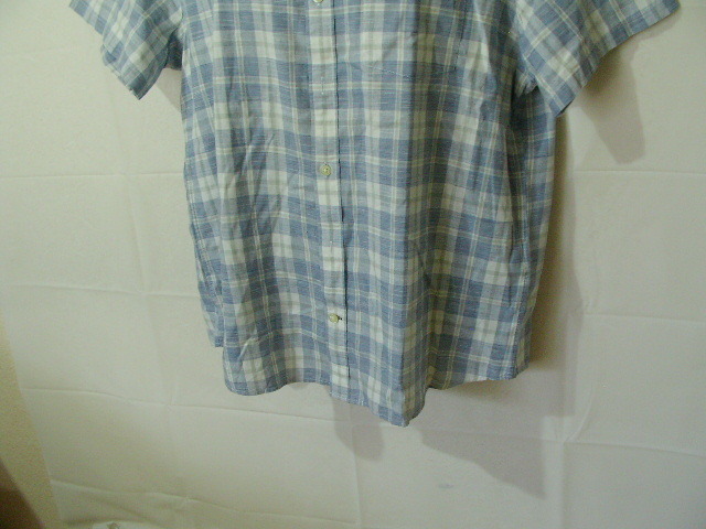 ssy6757 GAP ギャップ 半袖 コットンシャツ ブルーグレー×ホワイト ■ チェック柄 ■ ボタンダウン Lサイズの画像3