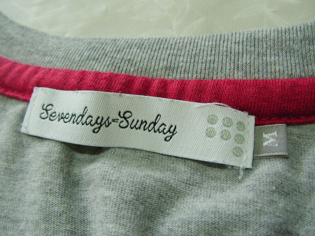 ssy6771 sevendays=sunday 長袖 Tシャツ カットソー グレー ■ 無地 ■ クルーネック インナー Mサイズ セブンデイズ サンデイ_画像9