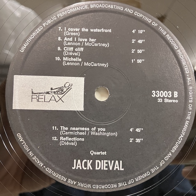 ●即決LP Jack Dieval / Relaxez Vous 33003 ej3499 仏オリジナル ジャック・ディーヴァル 67年発表、ピアノトリオ作品。_画像3