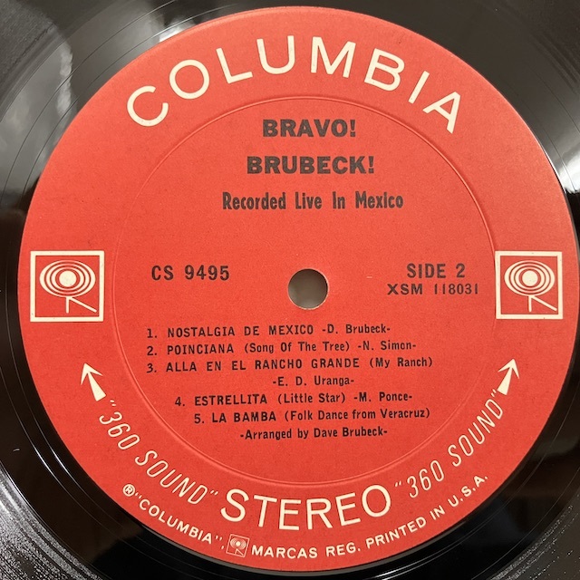 ●即決LP Dave Brubeck / Bravo cs9495 j37581 米オリジナル、白矢2eye Stereo デイヴ・ブルーベック_画像2