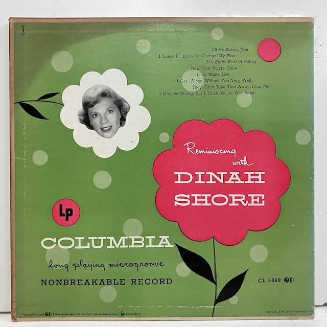 ●即決VOCAL 10インチ Dinah Shore / Reminiscing With Dinah Shore CL6069 jv4891 米オリジ 10インチ Dg Mono Flat ダイナ・ショア _画像1