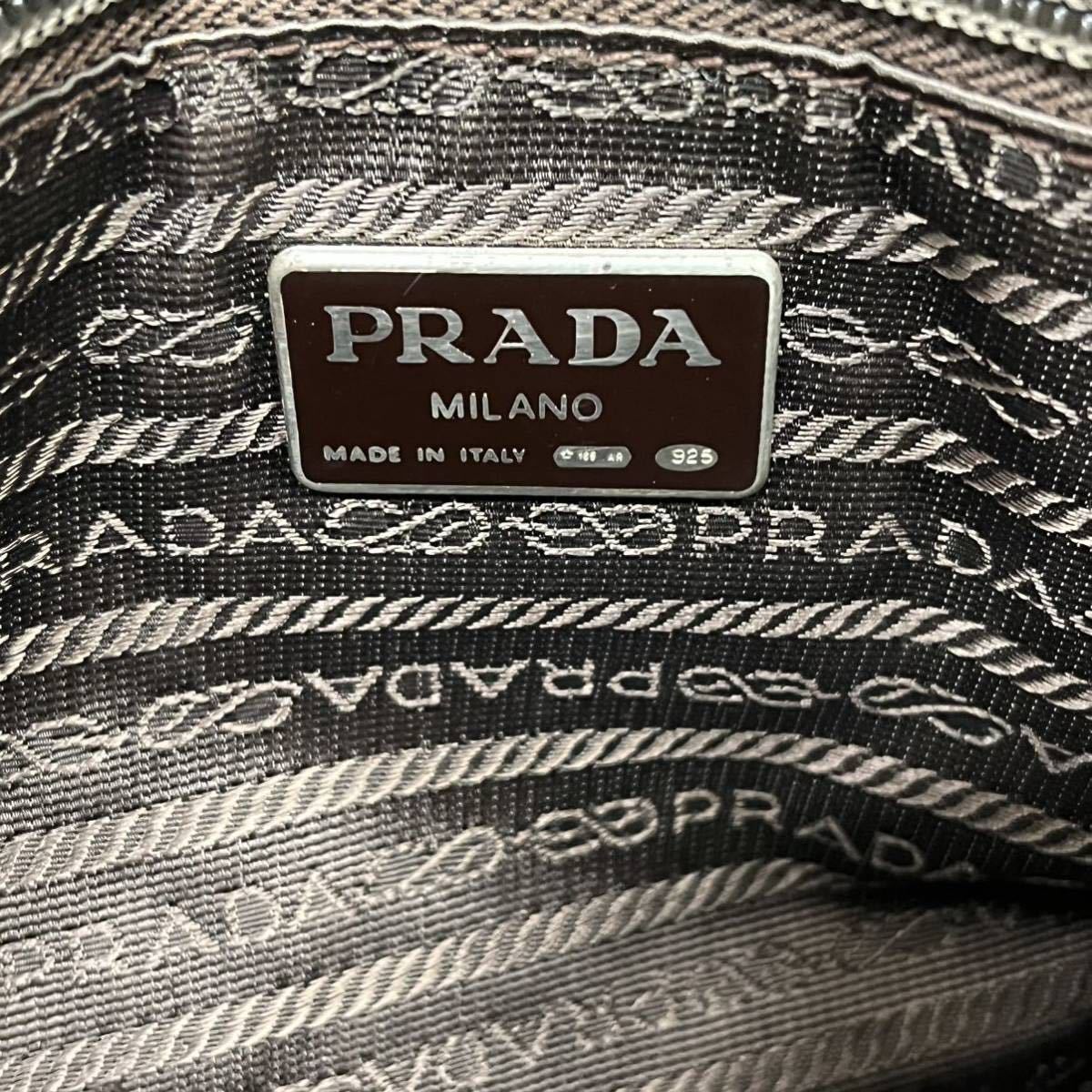 PRADA プラダ 三角ロゴメタルプレート キルティング スエードレザー チェーンショルダーバッグ