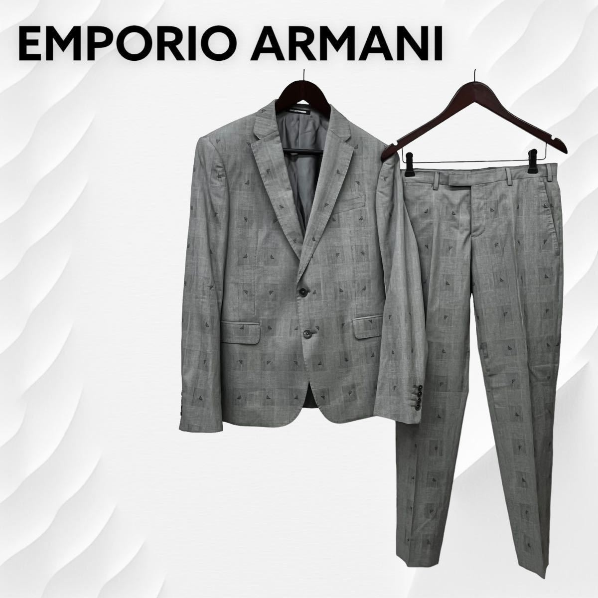 EMPORIO ARMANI エンポリオ アルマーニ 22SS M LINE drop 8 EAロゴ グレンチェック ジャケット＆パンツ  セットアップスーツ 51VMML 51534