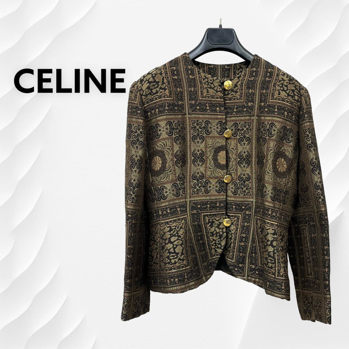 CELINE セリーヌ ヴィンテージ 手書きタグ ウール混 金釦 ジャ CELINE セリーヌ ヴィンテージ 手書きタグ ウール混 金釦 ジャ