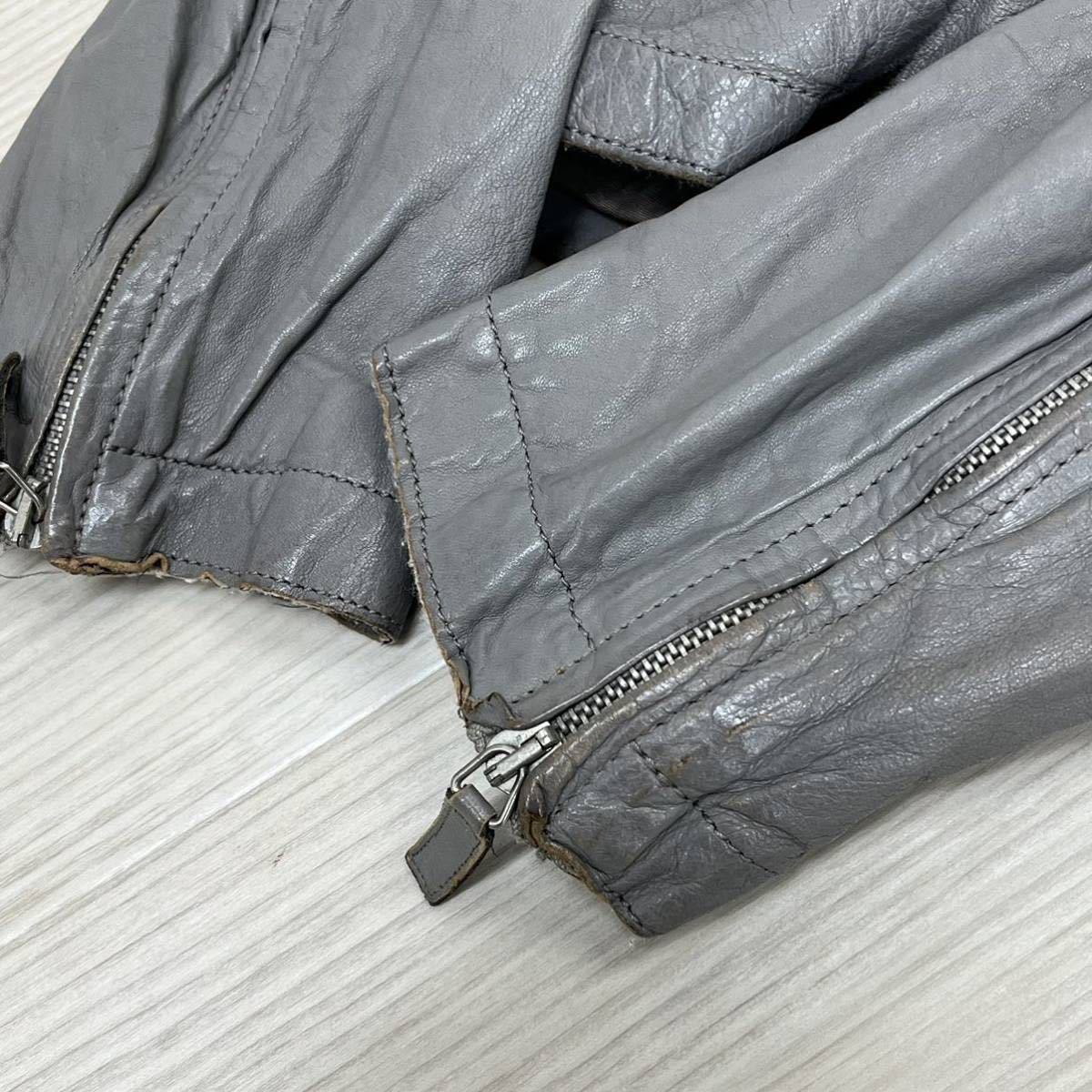 EMPORIO ARMANI エンポリオ アルマーニ 羊革 ラムレザー ジップデザイン ハイカラー レザージャケット メンズ J1B03P