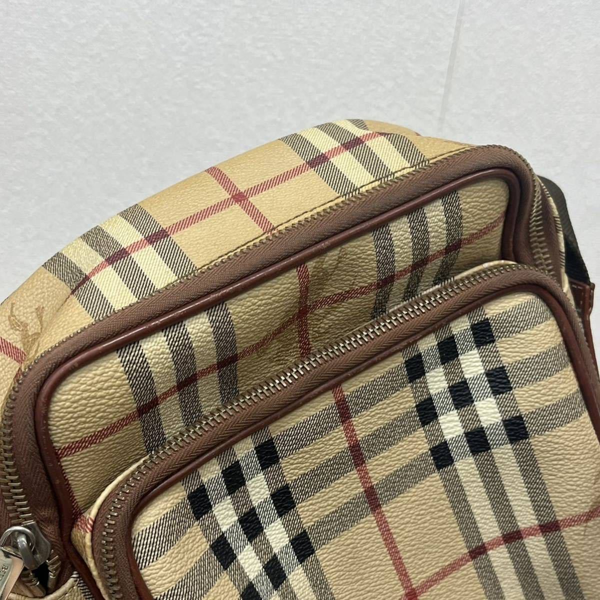 BURBERRY バーバリー ノバチェック柄 ホースマークロゴ PVC レザー ショルダーバッグ