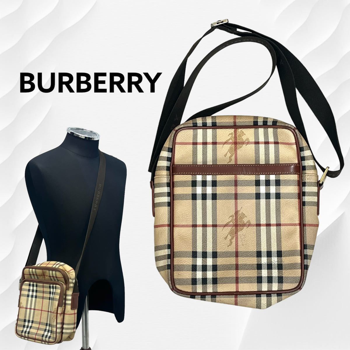 BURBERRY バーバリー ノバチェック柄 ホースマークロゴ PVC レザー 