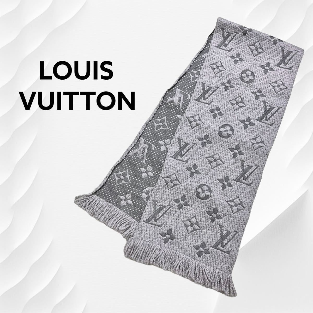 高級 LOUIS VUITTON ルイヴィトン 2021年モデル エシャルプ・ロゴマニア モノグラム・パターン ウール シルク マフラー GM1221 M74742_画像1