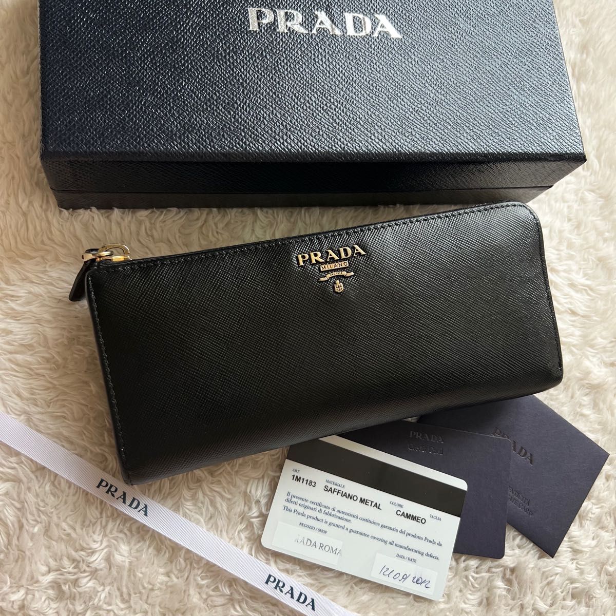 466 美品 PRADA プラダ L字ファスナー 長財布｜Yahoo!フリマ（旧PayPay