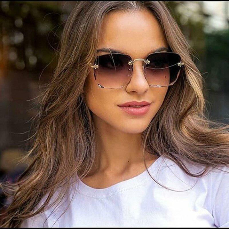 RBRARE 女性フレームレスグラデーションサングラス女性/男性ブランドデザイナーレトロピンク屋外 Lentes デゾル Mujer_画像1