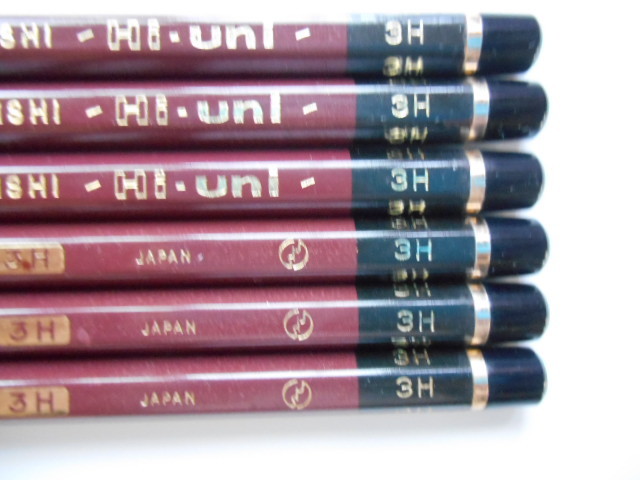  Mitsubishi pencil high Uni 3H total 6ps.@ unused 