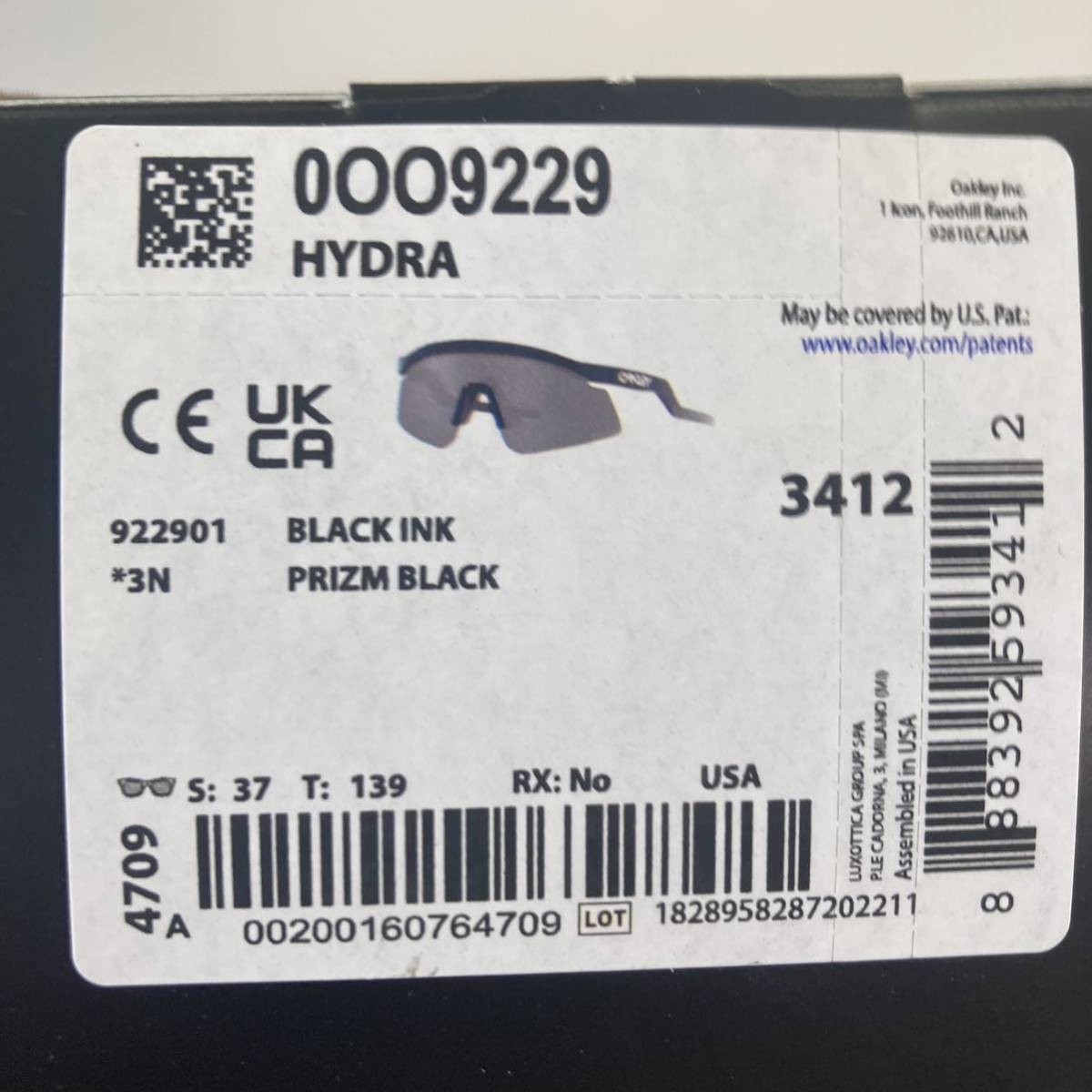 新品 正規品 OAKLEY HYDRA Black Ink Prizm Black サングラス オークリー ハイドラ ブラック インク プリズム ブラック ミラー OO9229-0137_画像8