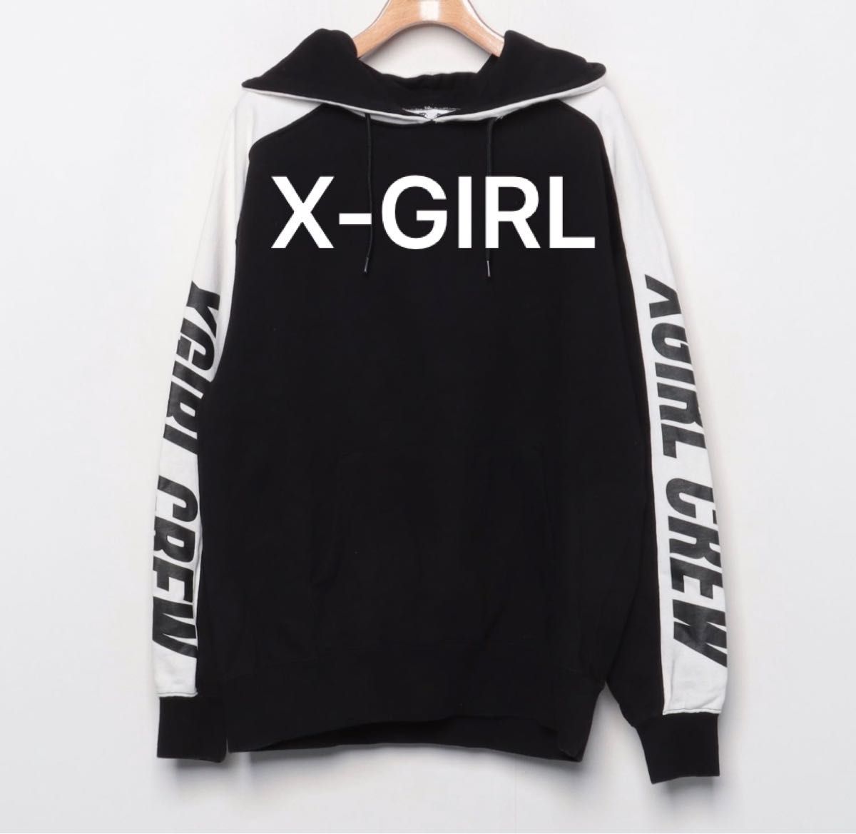 453 X-GIRL CREW パーカー　スエットパーカー　ビッグロゴ　Lサイズスウェットパーカー サイドライン