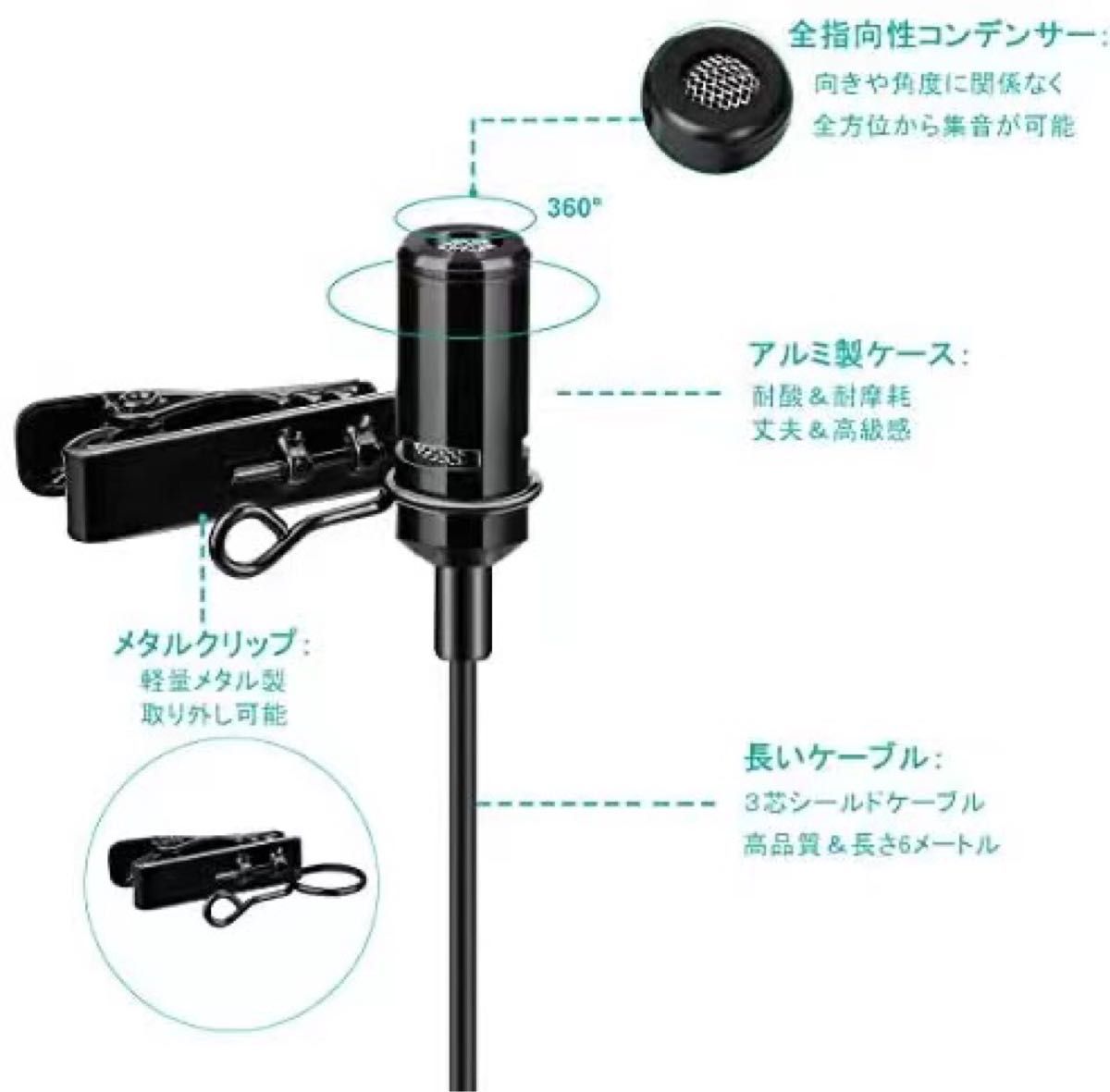 二人用クリップマイク コンデンサーマイク ピンマイク