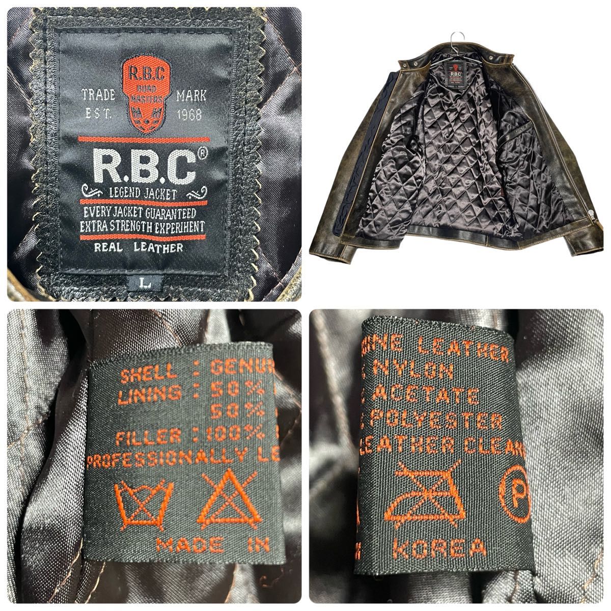 RBC シングルライダース レザージャケット 本革 茶芯 グランジ RBC シングルライダース レザージャケット 本革 茶芯 グランジ